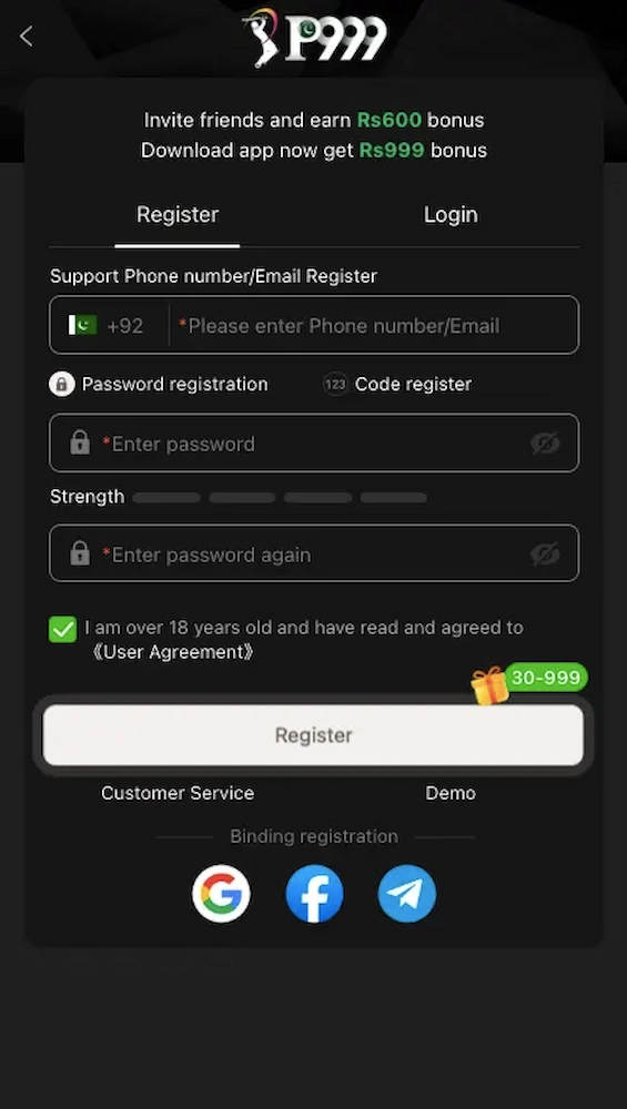P999 Game Register